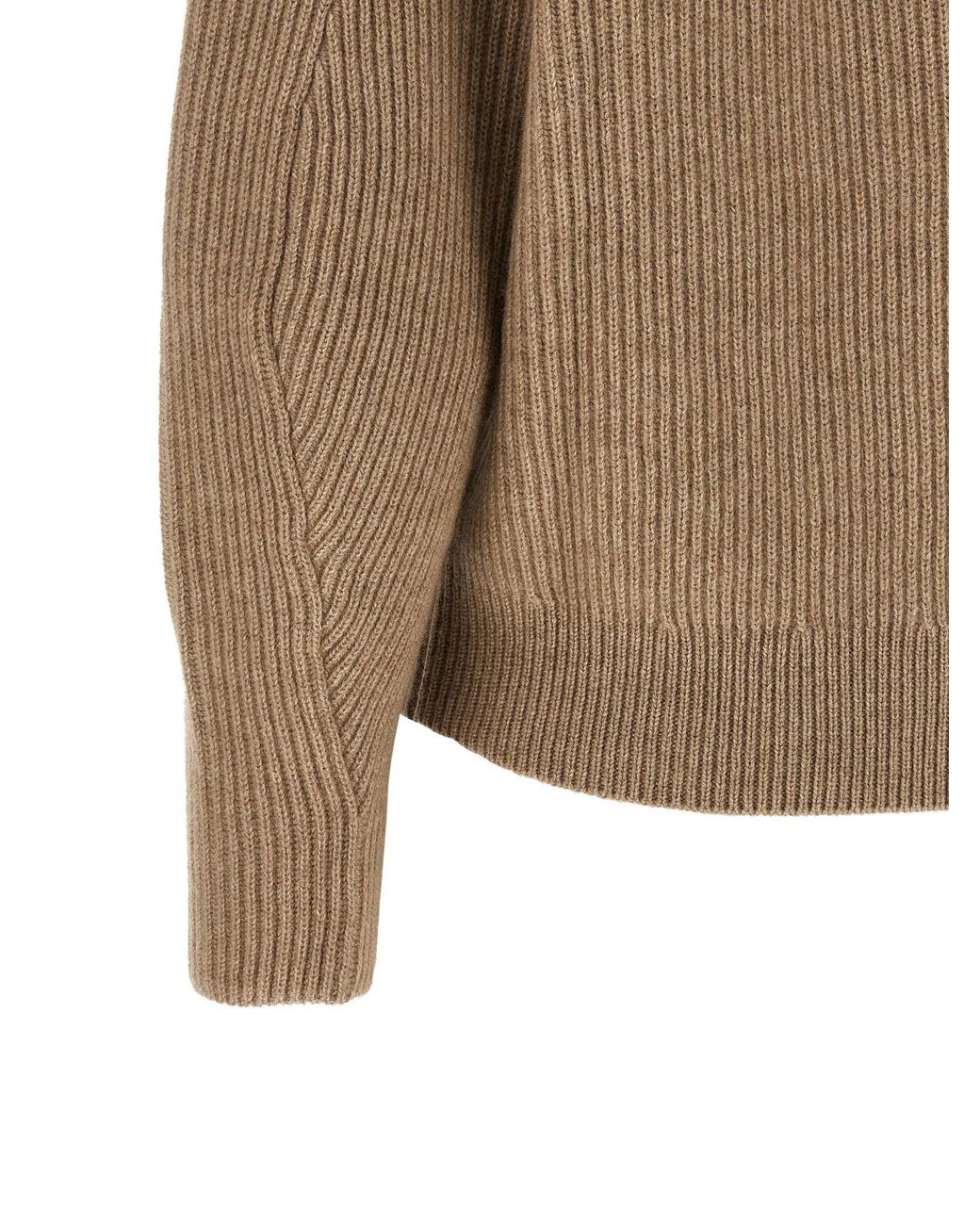 Brunello Cucinelli Natural English Rib Cashmere Sweater