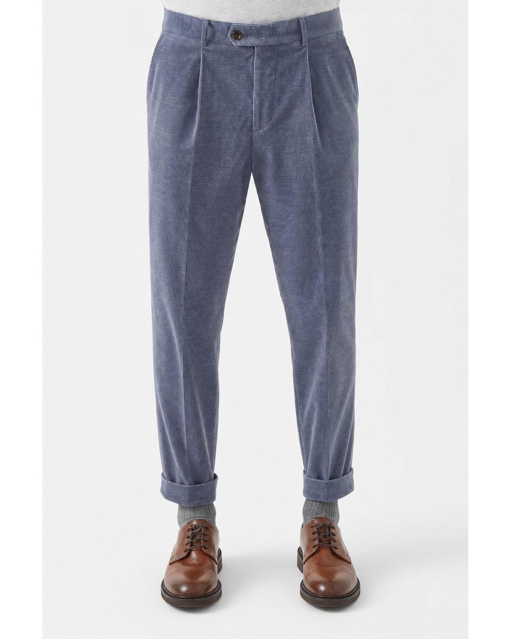 Brunello Cucinelli Blue Denim Wool Blend Trousers for men