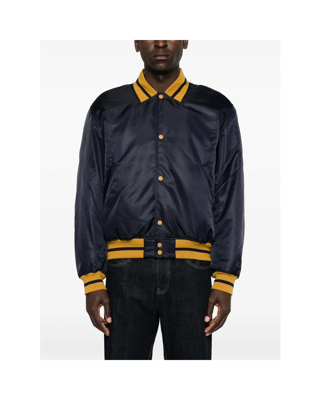 Rhude Blue Logo-Patch Striped-Trim Jacket for men