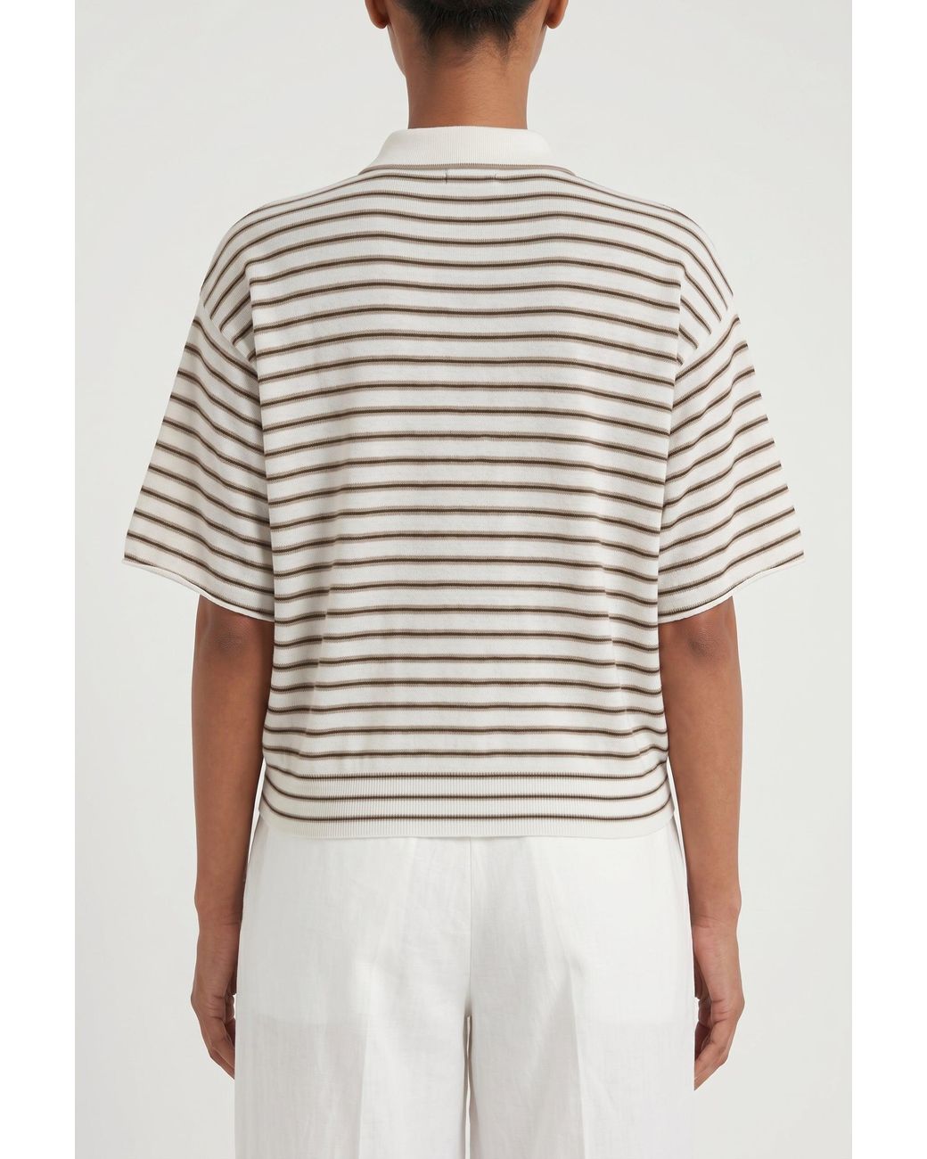 Brunello Cucinelli White Striped Wool Shirt