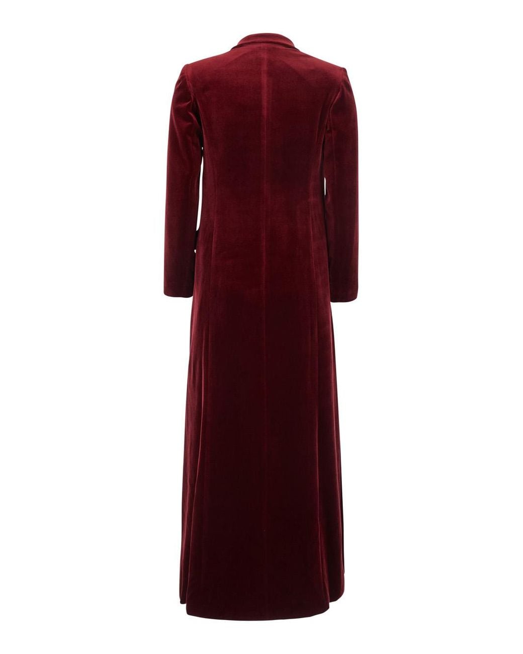 Le Plain Red Double-Breasted Velvet Coat