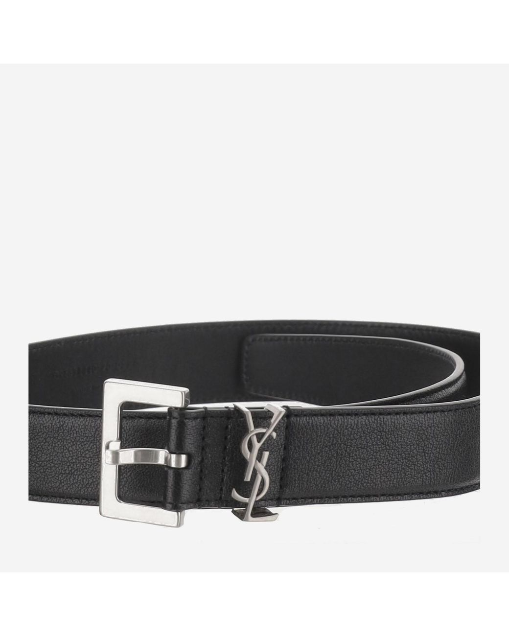 Saint Laurent Black Saint Laurent Cassandre Logo Plaque Belt for men