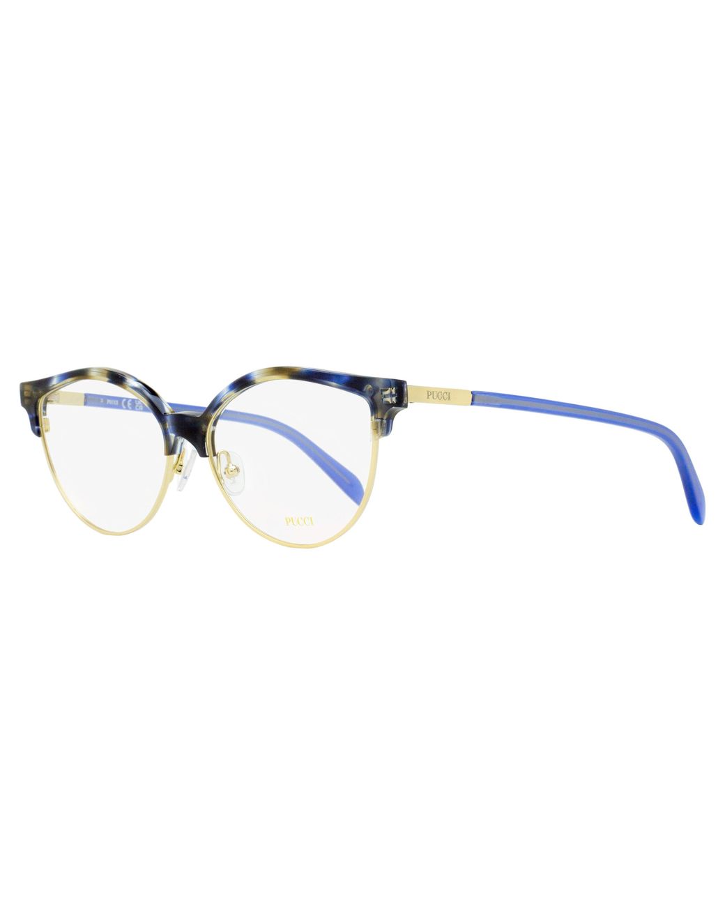 Emilio Pucci Black Pucci Oval Brow-Line Eyeglasses Ep5259 055 Havana- 55Mm Havana/ Plastic (Acetate)/Metal