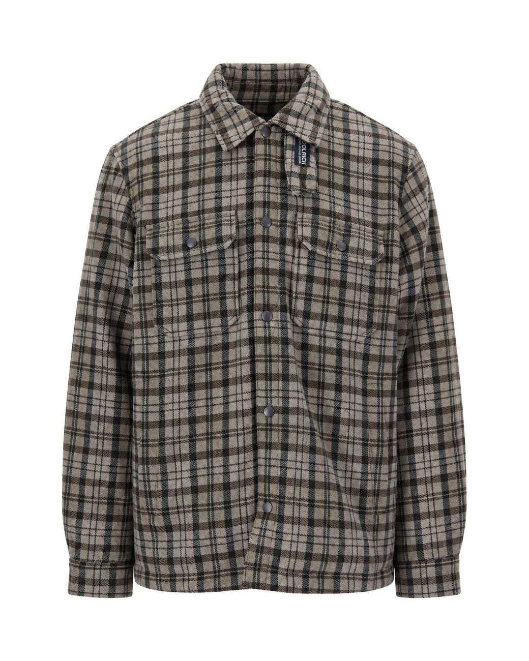 Woolrich Gray Padded Shirt Jacket Alaskan Check Main: Wool for men
