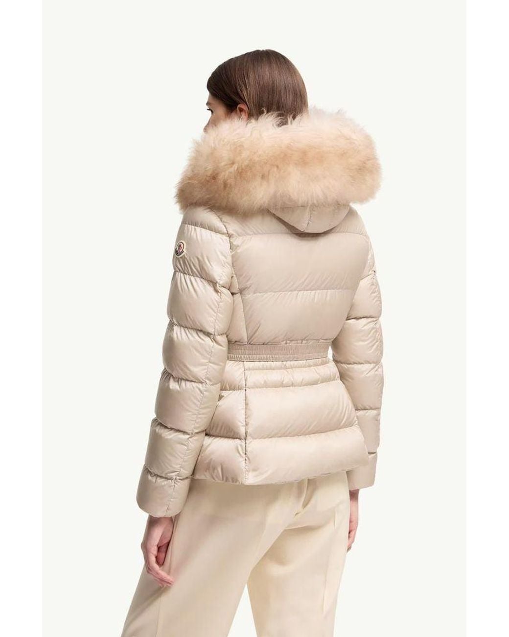 Moncler Natural Moncler Fur-Trimmed Quilted Down Jacket