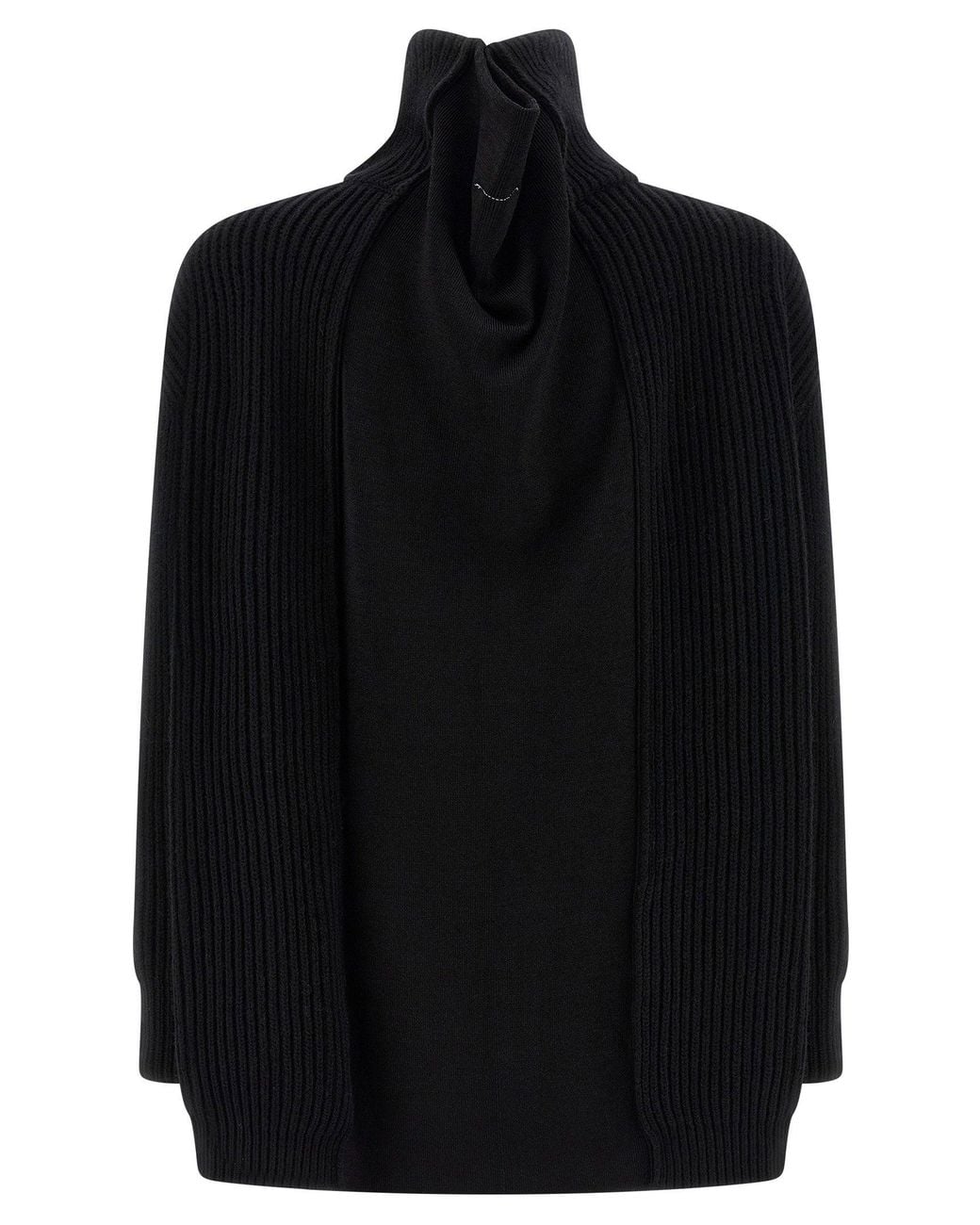 MM6 by Maison Margiela Black Ribbed Wool Knit Cardigan