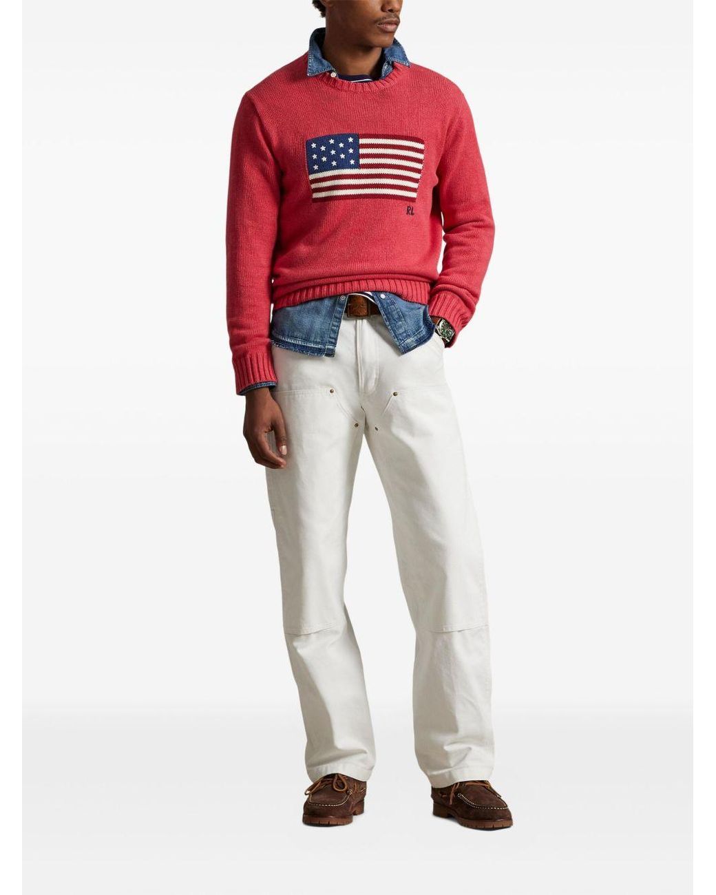 Polo Ralph Lauren Red Sweater The Iconic Flag Cotton for men