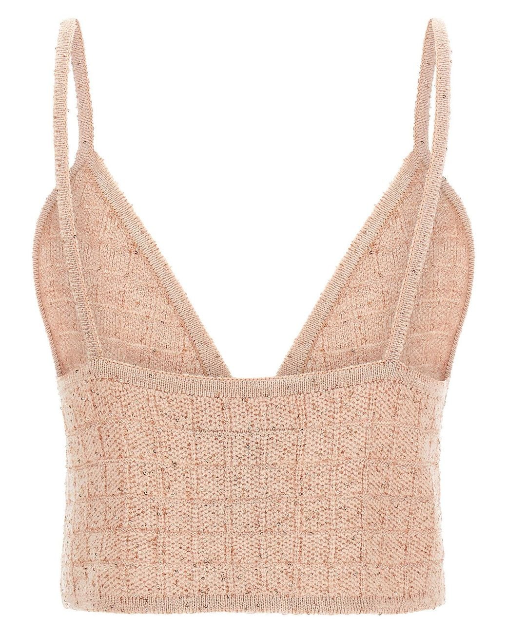 Alessandra Rich Natural Sequin-Embellished Wool Blend Tank Top