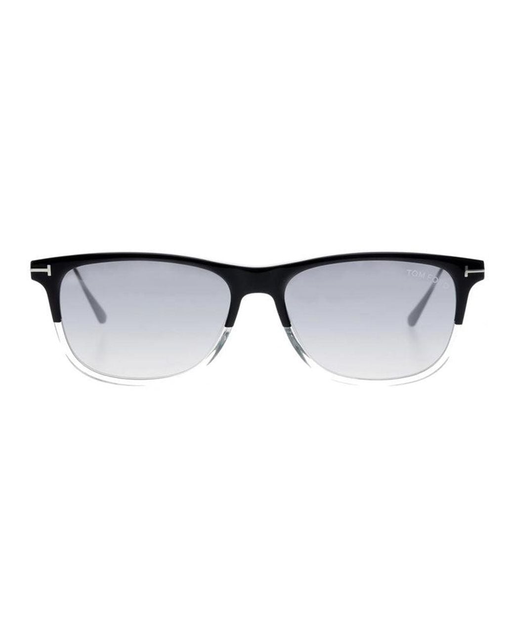 Tom Ford Black Sunglasses Square Full Rim, -Crystal Frame And Smoke Mirror Lens Ft081303C for men