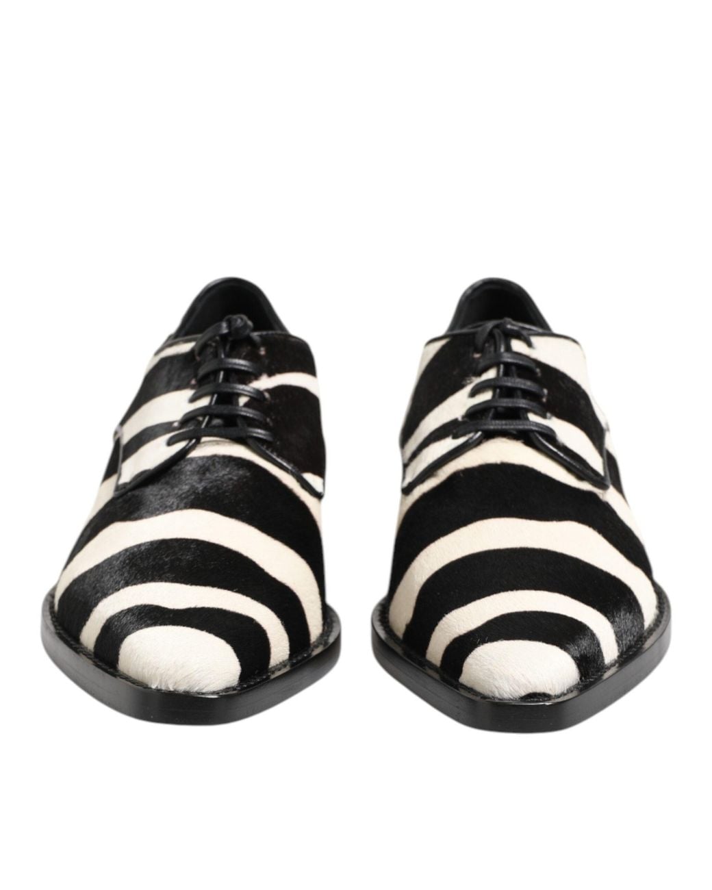 Dolce & Gabbana Black Zebra Pony Fur Dress Shoes Calf for men