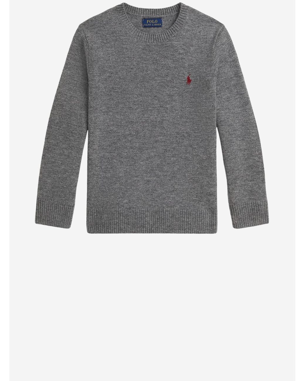 Polo Ralph Lauren Gray Wool Crewneck Sweater With Logo for men