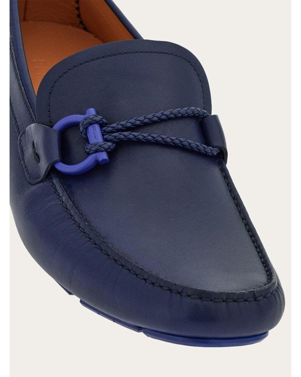 Ferragamo Blue Calf Leather Loafers for men