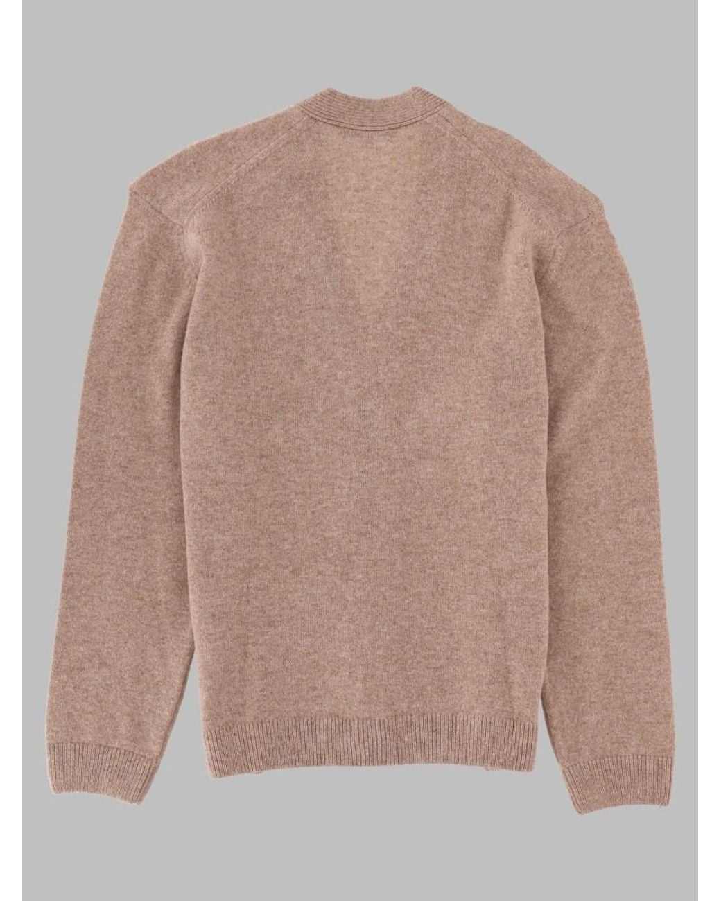 Maison Kitsuné Natural Cardigan Fox Head Wool Sweater for men