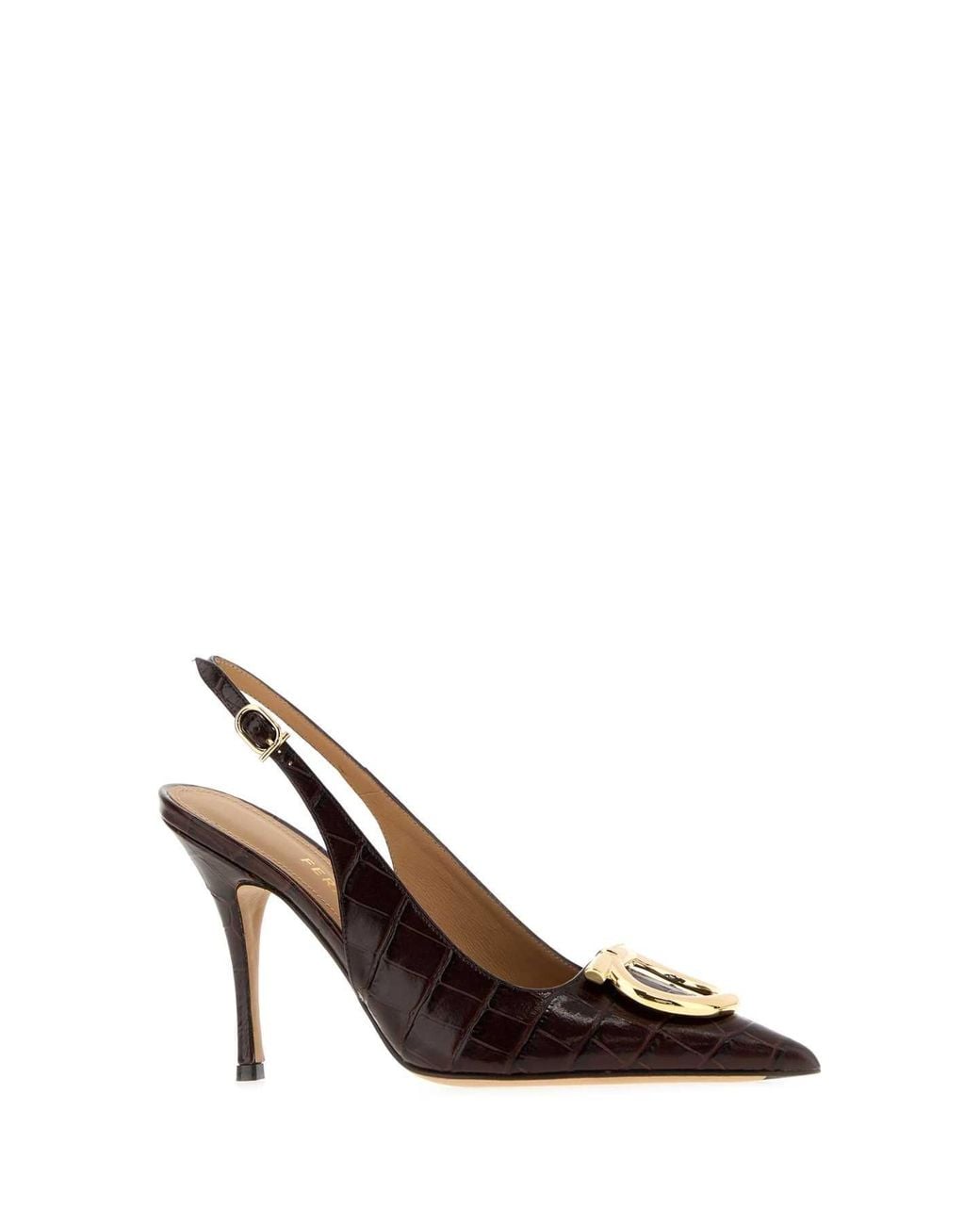 Ferragamo Brown Salvatore Dark Leather Sara Pumps