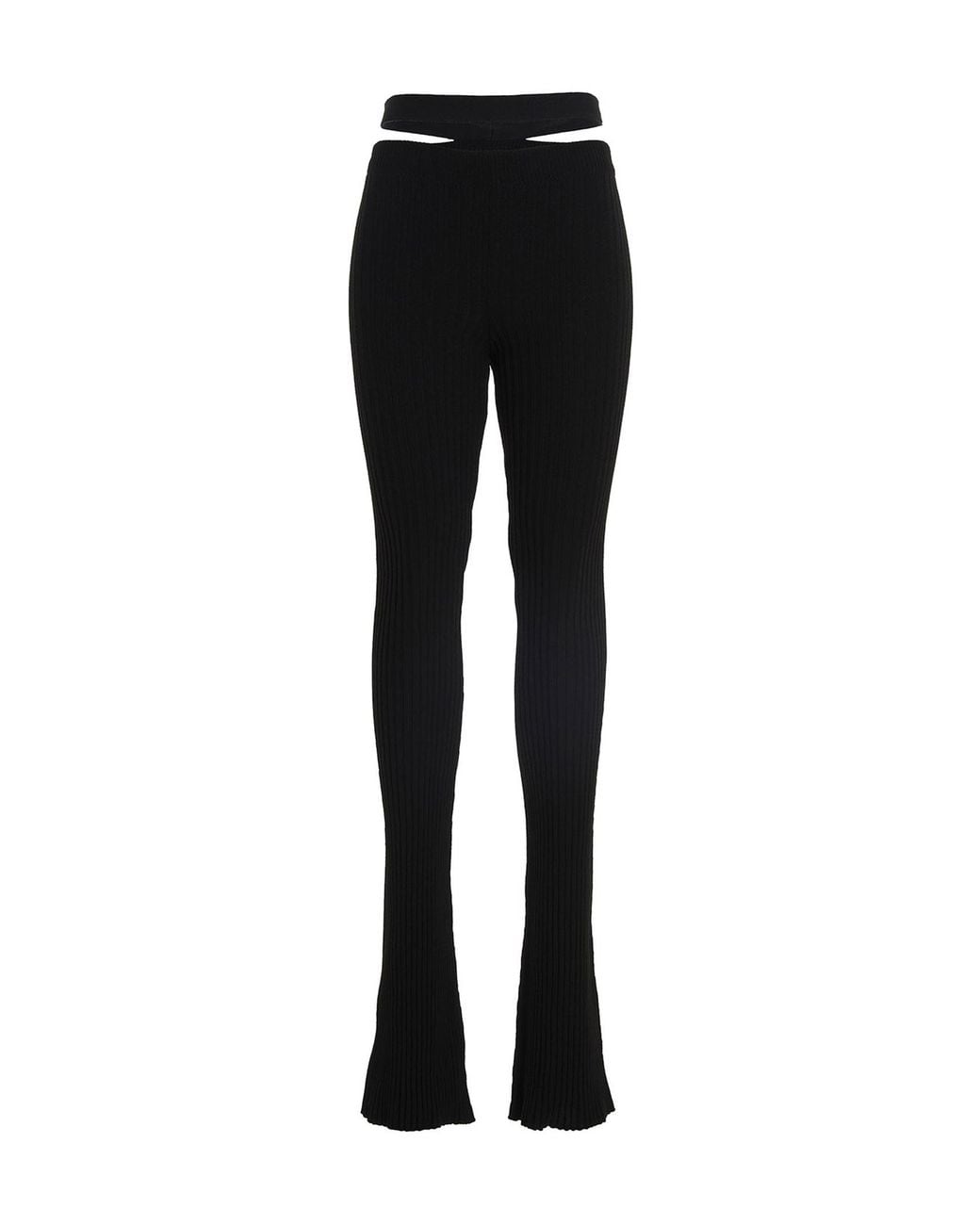 ANDREADAMO Black Ribbed Flared Trousers Pant