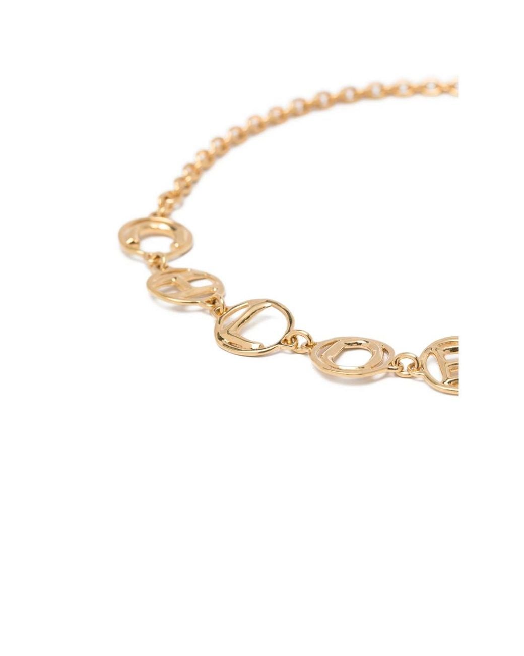 Chloé Metallic Tone Logo Charm Necklace Brass Necklaces