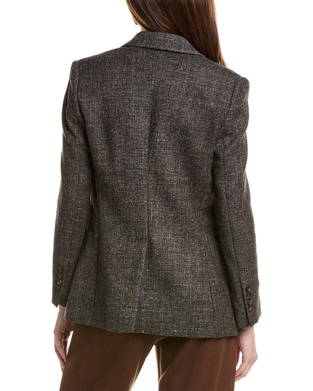 Brunello Cucinelli Black Macro Melange Wool Linen Blend Double Jacket Clothing
