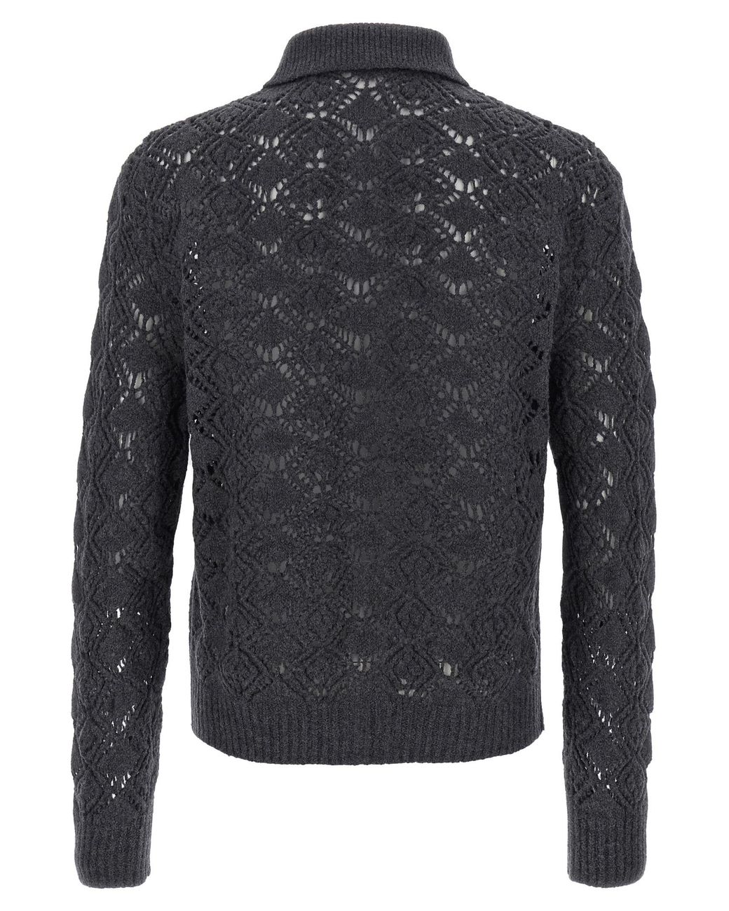 Jil Sander Black Openwork Wool Cardigan Virgin Sweater, Cardigans for men