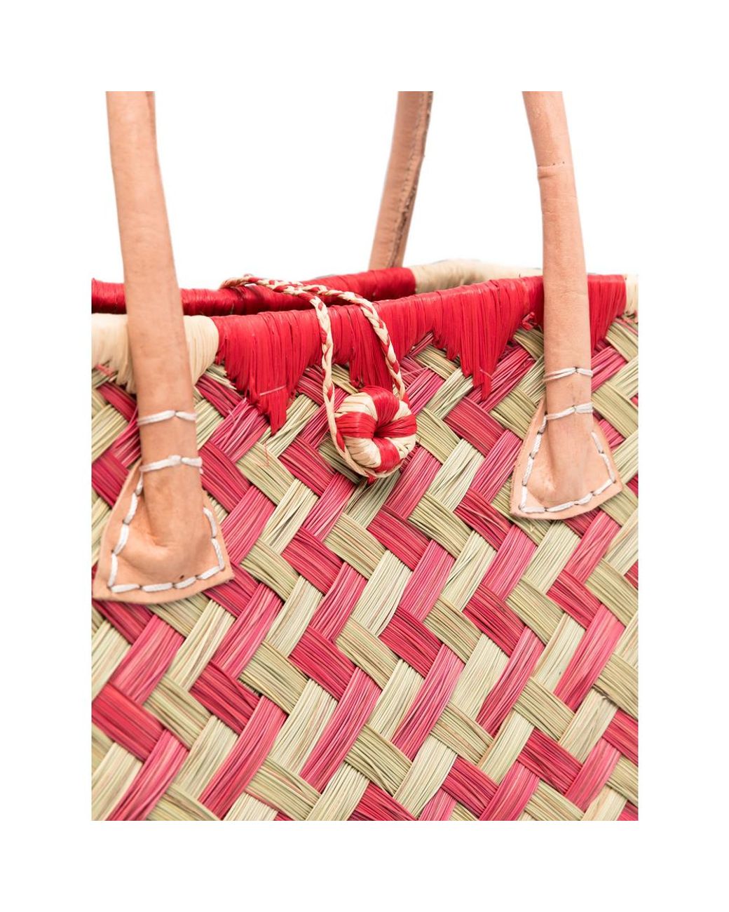 THE NINA STUDIO Red Tote Bag Clotilde Woven Raffia