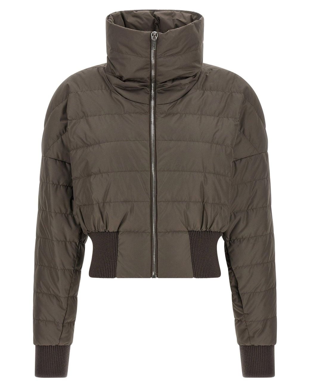 Rick Owens Gray Cropped Quilted Goose Down Down Jacket