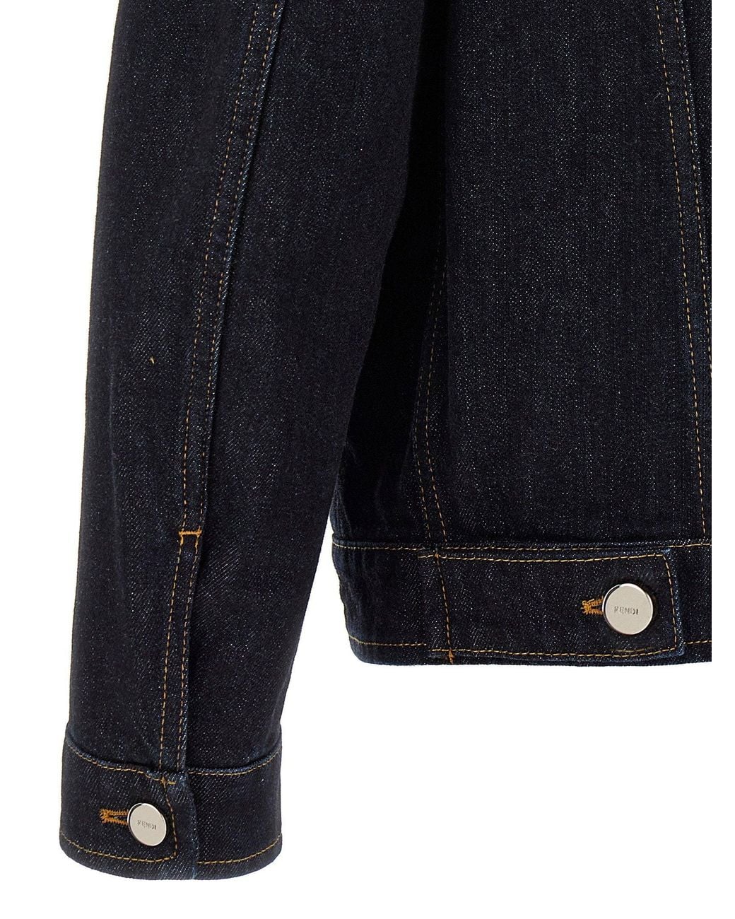 Fendi Blue Logo-Embroidered Denim Jacket — Dark