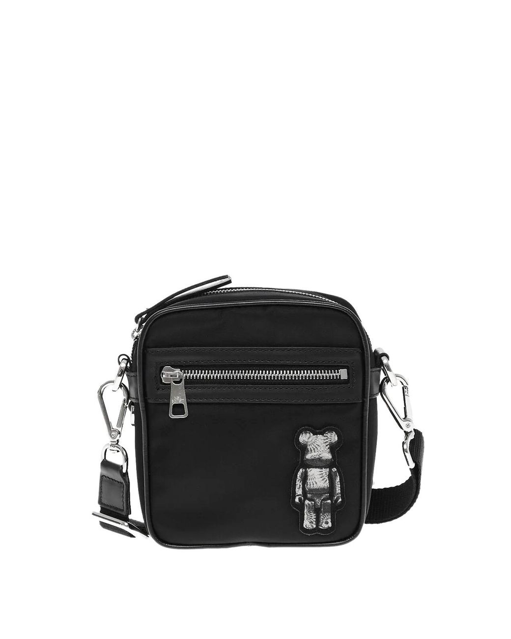 Neil Barrett Black Bearbrick Logo Nylon Twill Crossboby Bag for men
