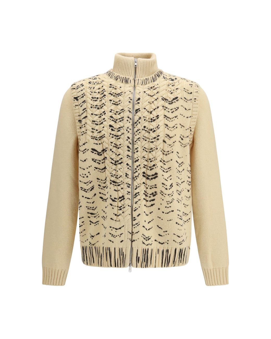 Maison Margiela White Virgin Wool Zip Cardigan Fleece (Ovis Aries) Sweater for men
