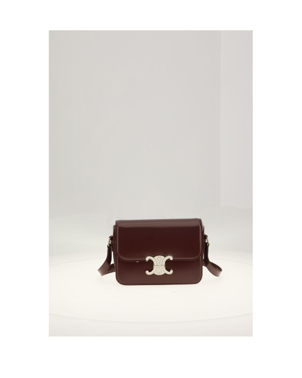 Céline White Shoulder Bag Teen Triomphe Syrah- Cotton Syrah/ Calf Leather