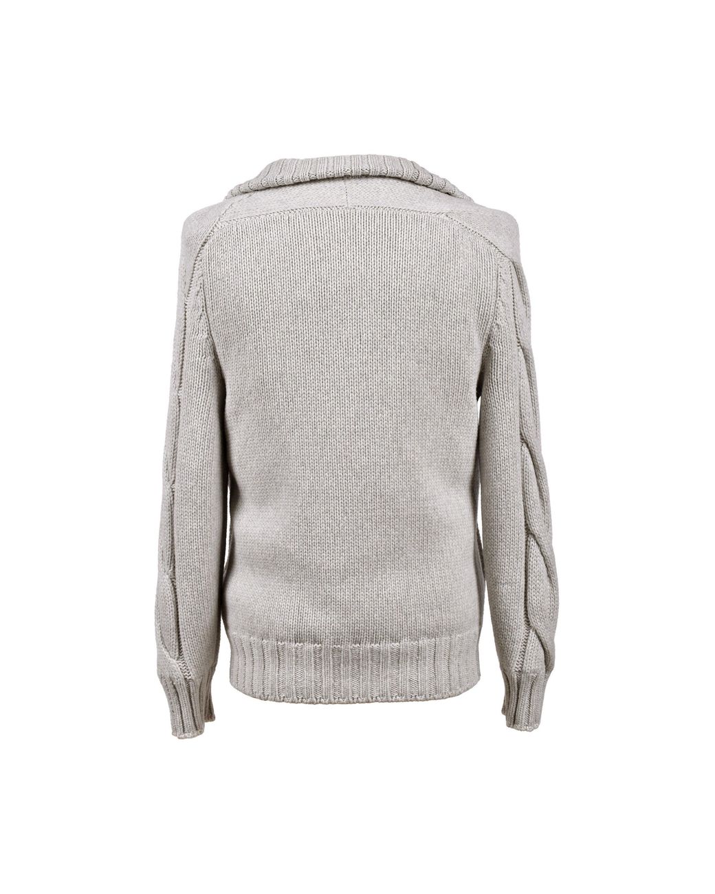 Brunello Cucinelli Gray Fog Wool Cable Knit Jacket Clothing for men