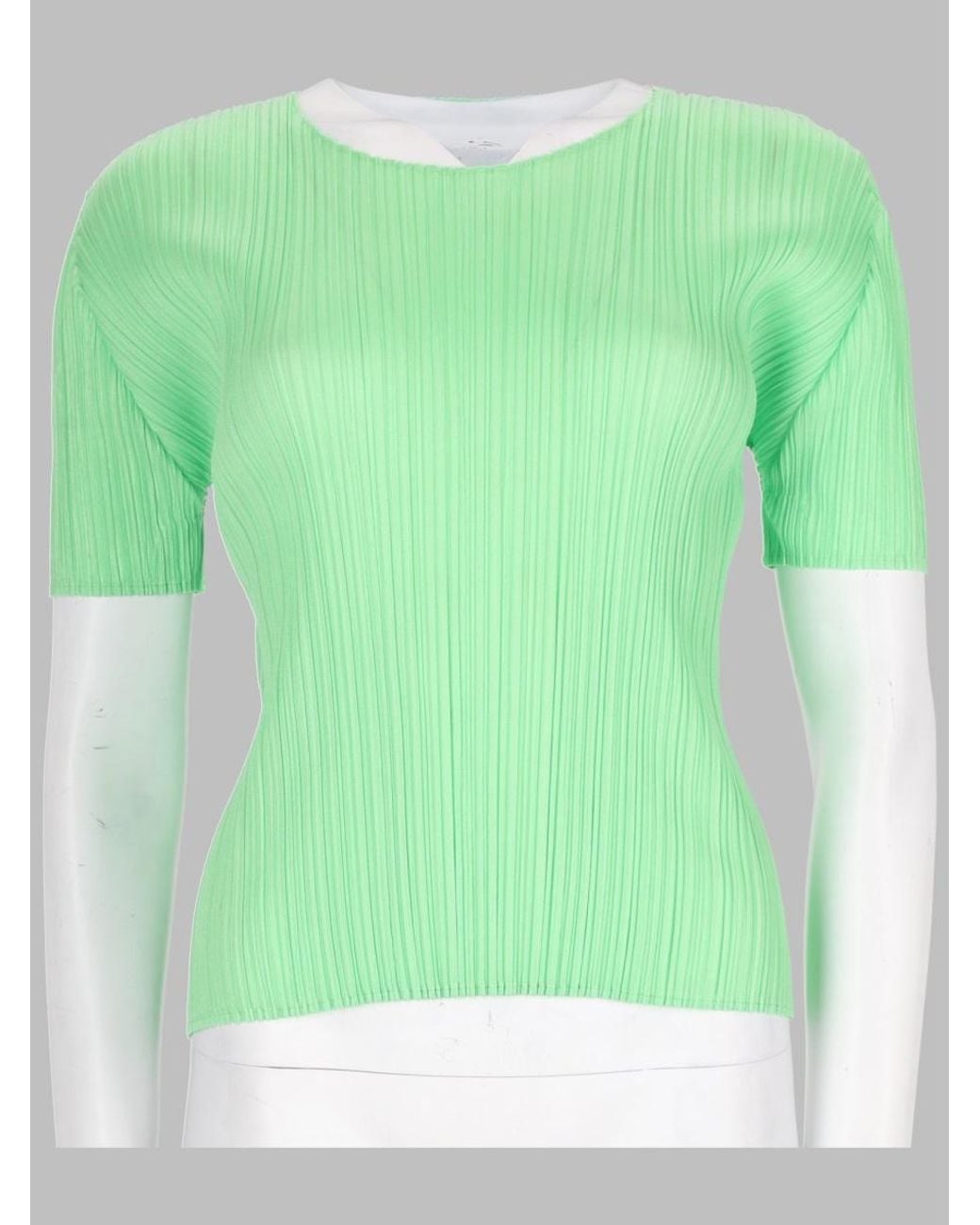 Issey Miyake Green Top New Colorful Basic 4 Polyester