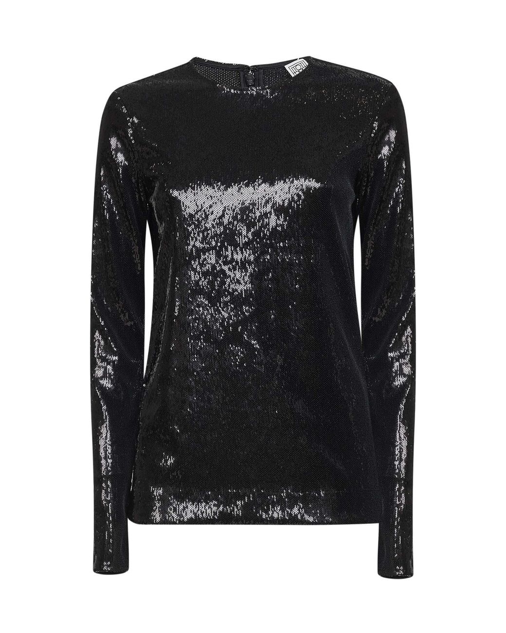 Totême Black Sequin Long-Sleeved Top Polyester Knitwear