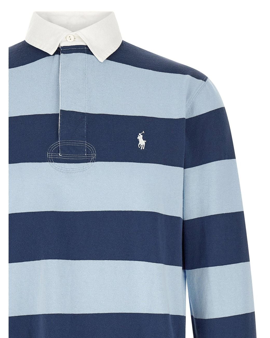 Polo Ralph Lauren Blue Striped Cotton Rugby Shirt for men