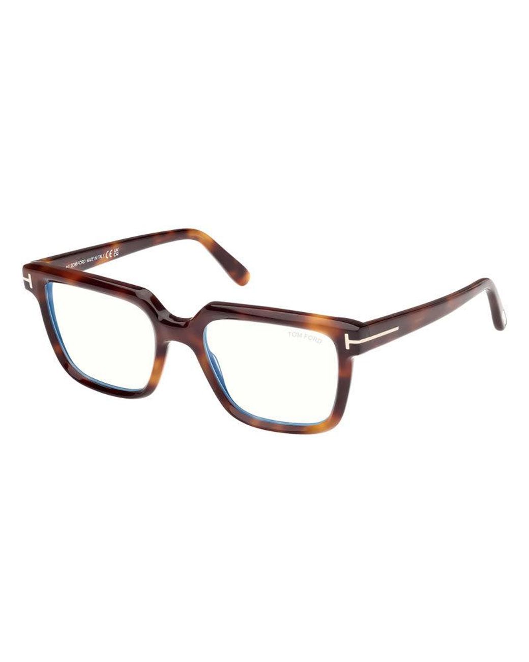 Tom Ford Brown Eyeglasses Square Full Rim, Havana Frame And Clear--Light Block Lens Ft5889-B053 Sunglasses for men