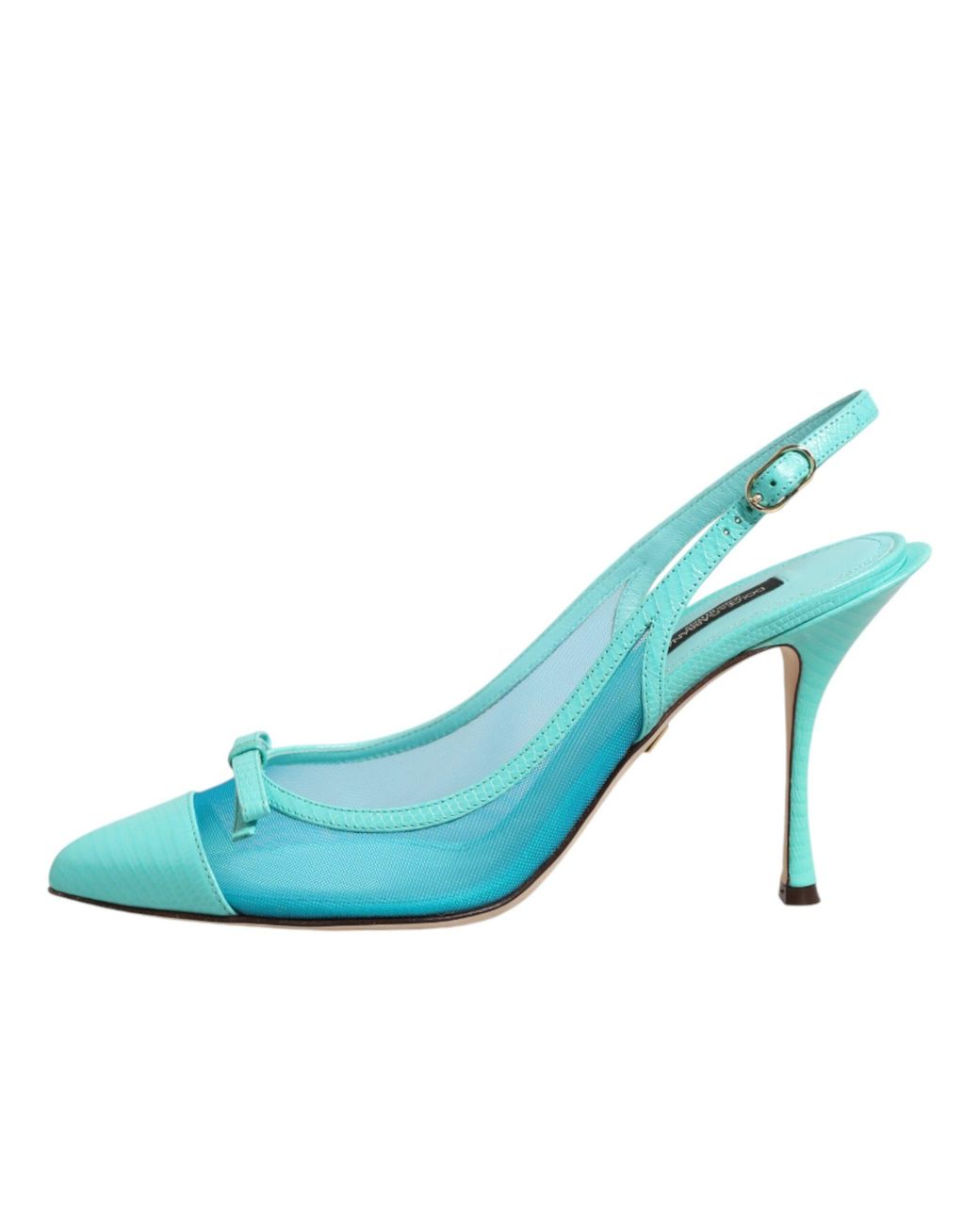 Dolce & Gabbana Blue Leather Mesh Heels Slingback Shoes Light Pa+40Lf
