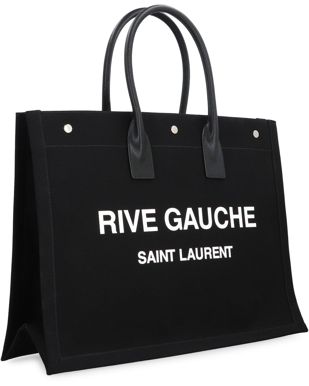 Saint Laurent Black Rive Gauche Canvas Tote Leather; Cotton; Linen Bags