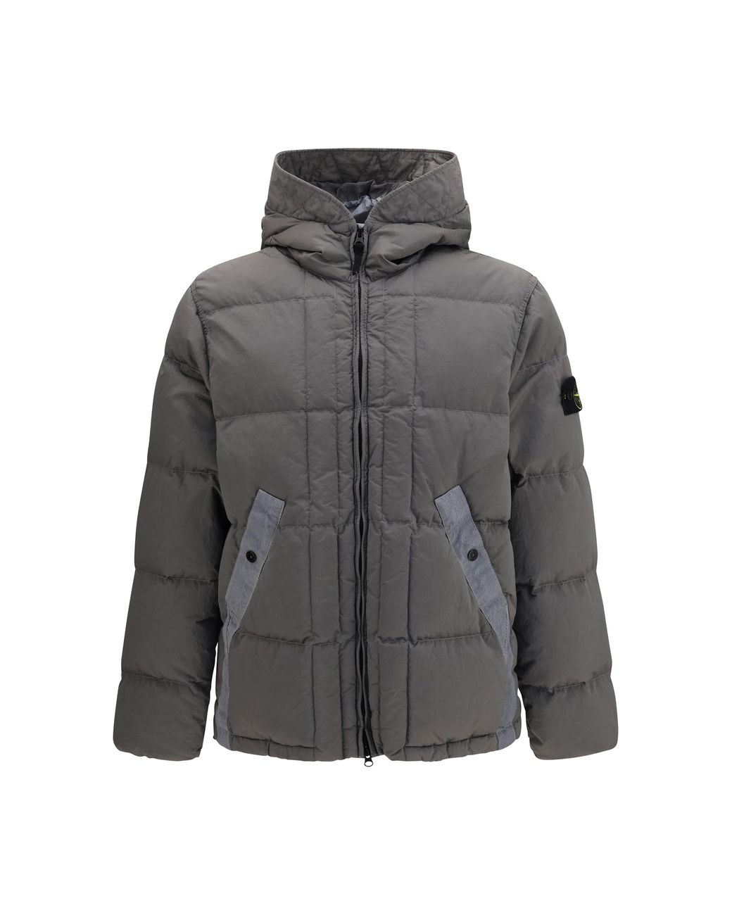 Stone Island Gray Hooded Puffer Jacket Nylon Metal Outer: Polyamide for men