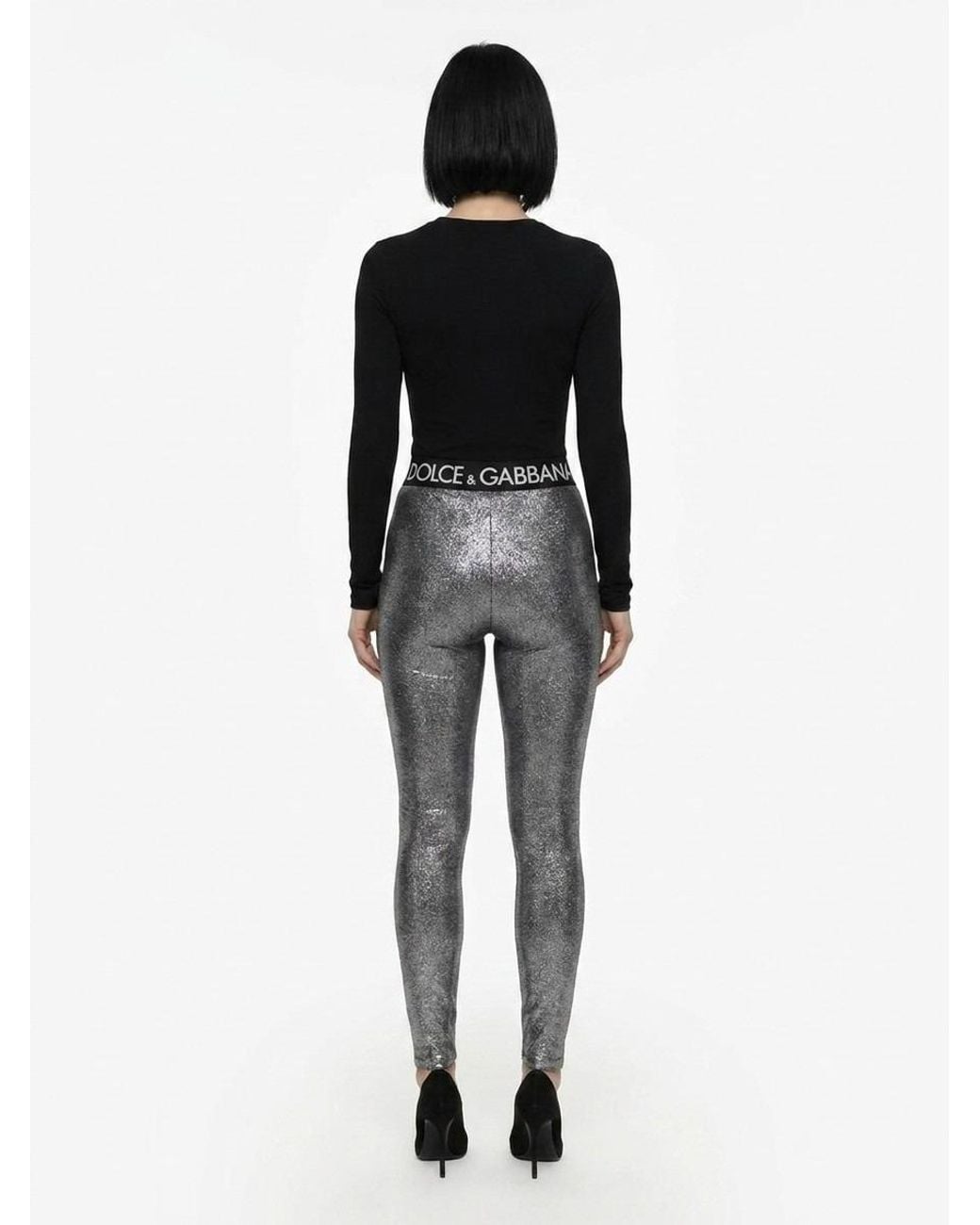 Dolce & Gabbana Black Polyester Leggings Clothing