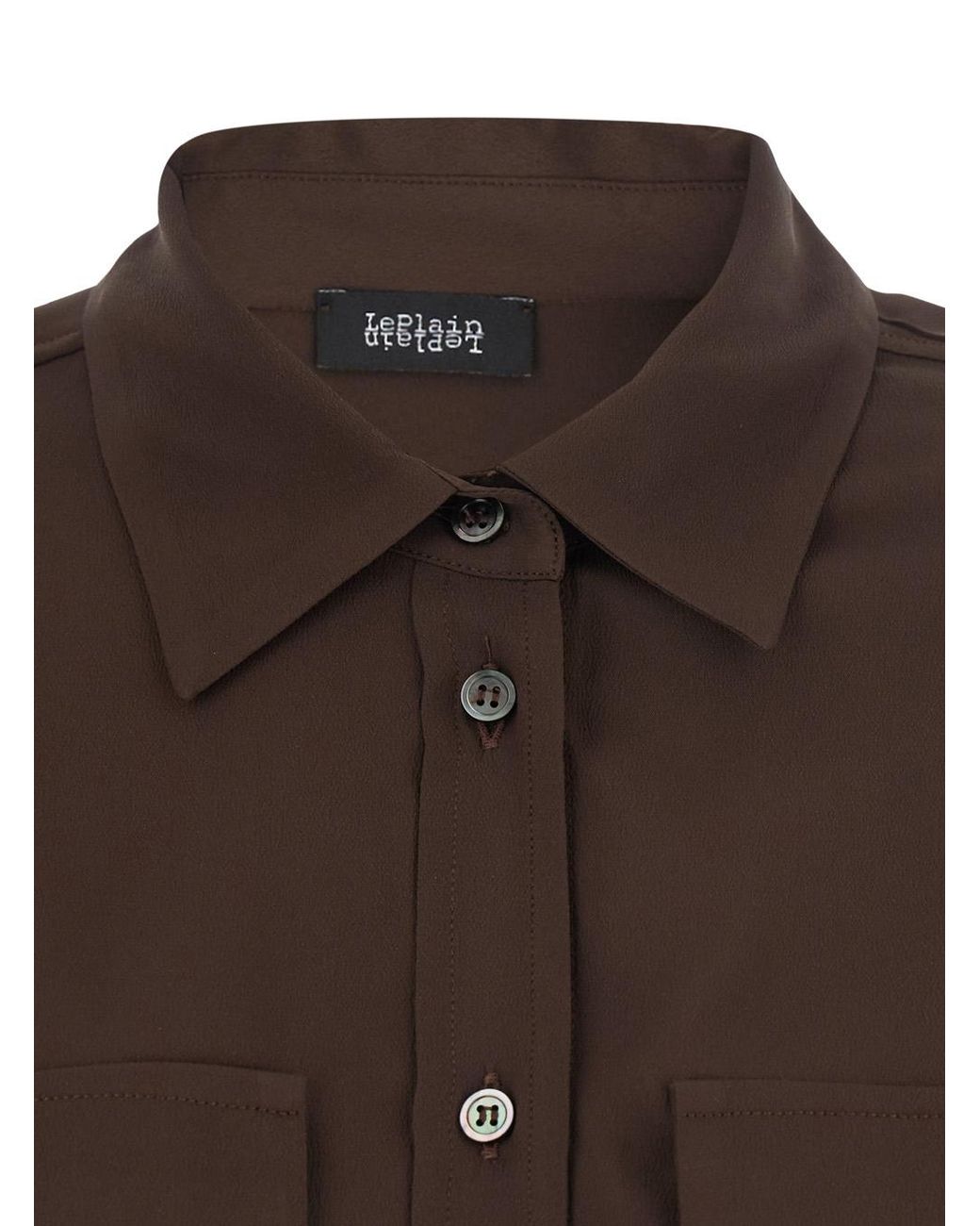 Le Plain Brown Shirt With Applied Pockets On The Front