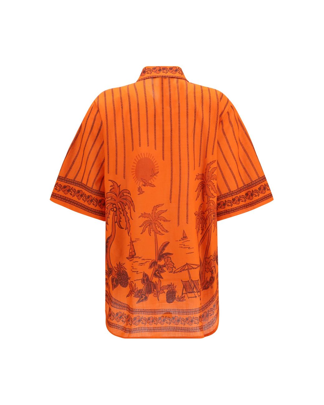ALÉMAIS Orange Oversized Printed Shirt Cotton