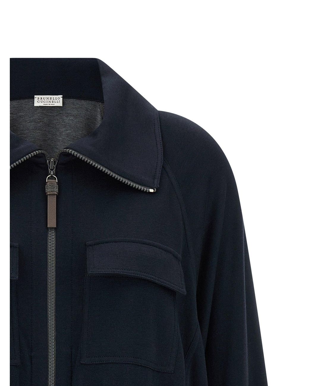 Brunello Cucinelli Blue Cotton-Silk Interlock Sweatshirt