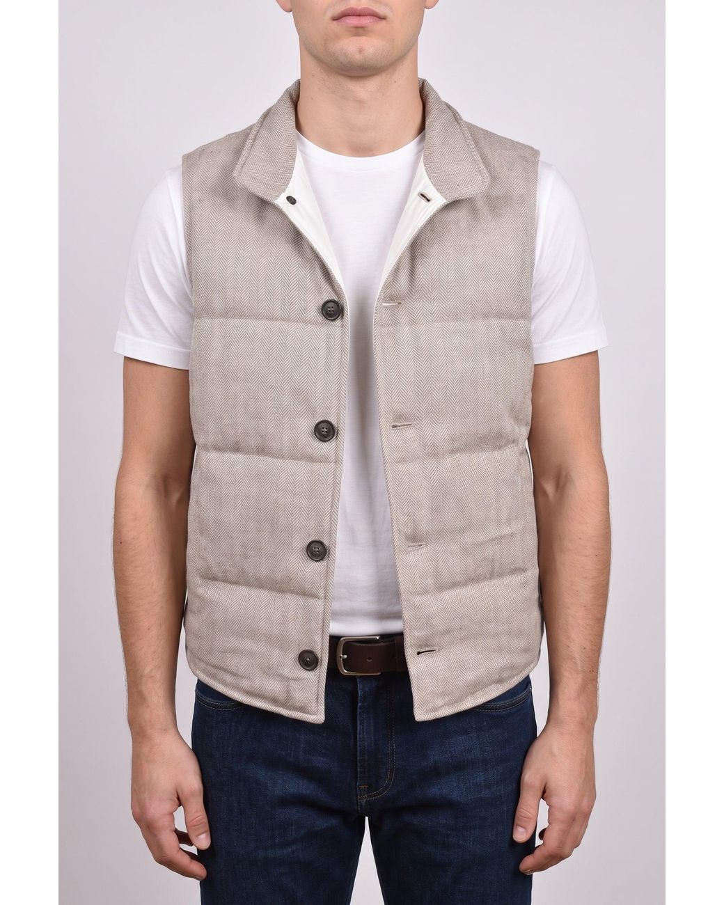 Brunello Cucinelli Gray Light Wool Blend Vest for men