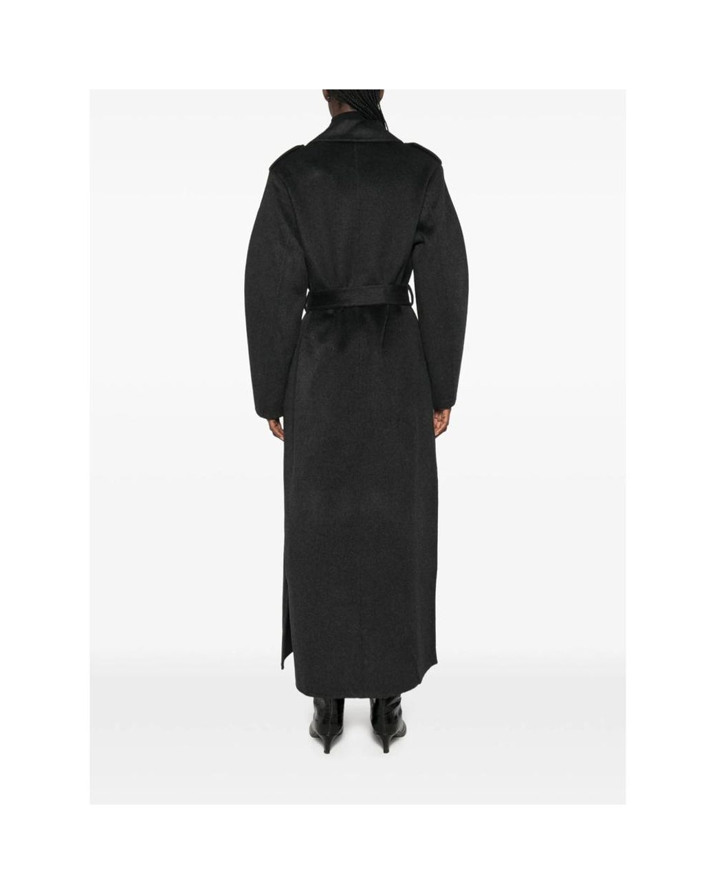 The Dynamis Studio Black Double-Breasted Belted Coat