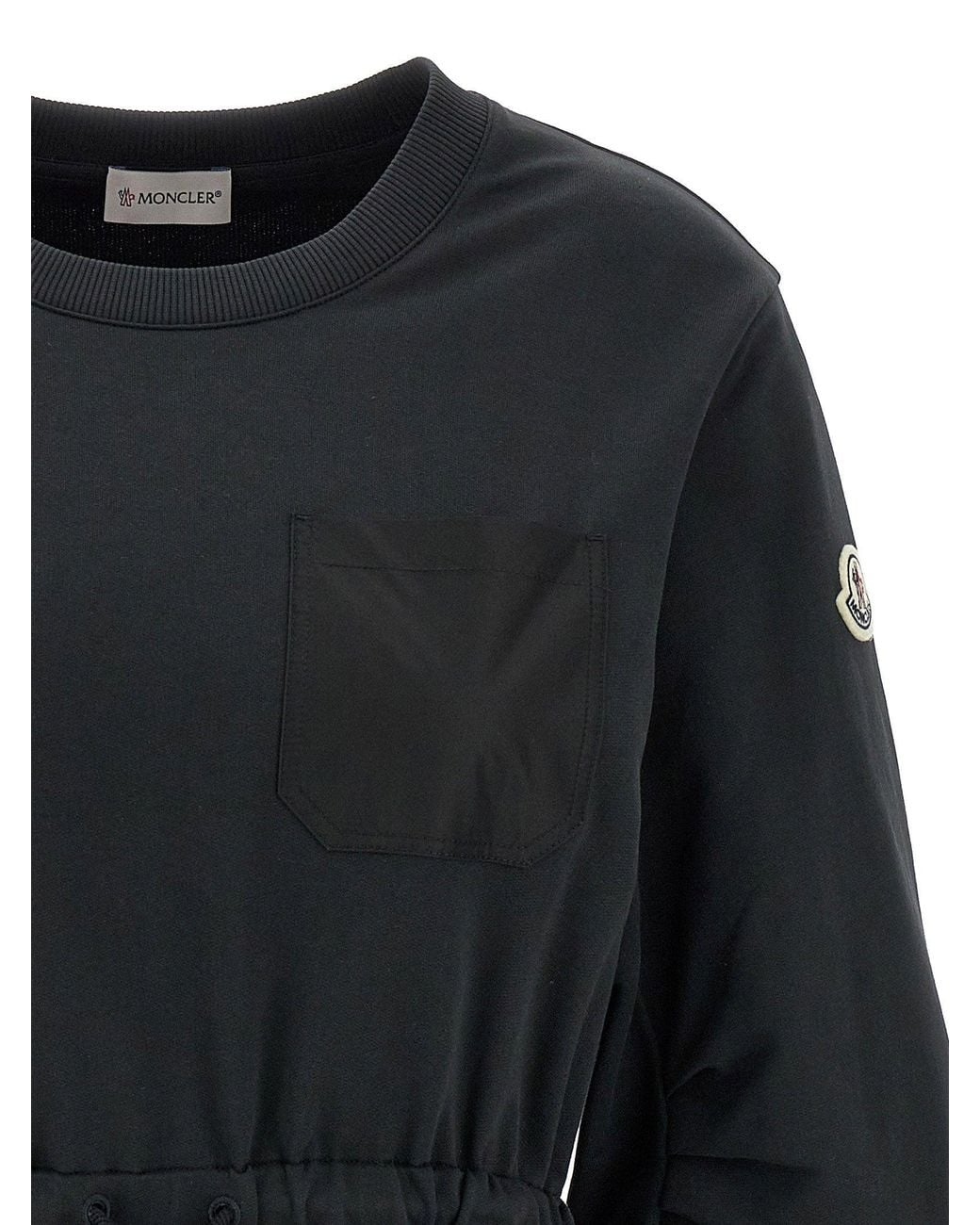 Moncler Black Two-Material Cotton Dress