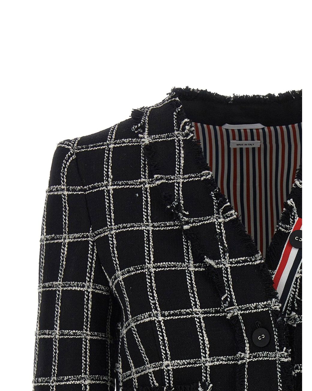Thom Browne Black Windowpane Tweed Blazer