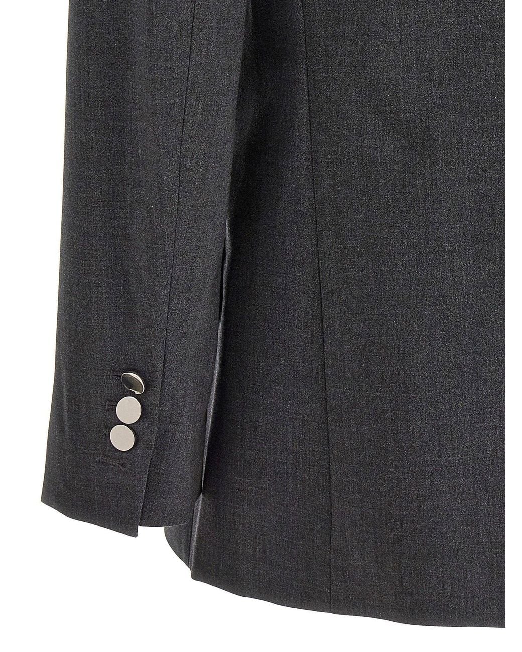 Theory Black Double-Breasted Wool Blazer