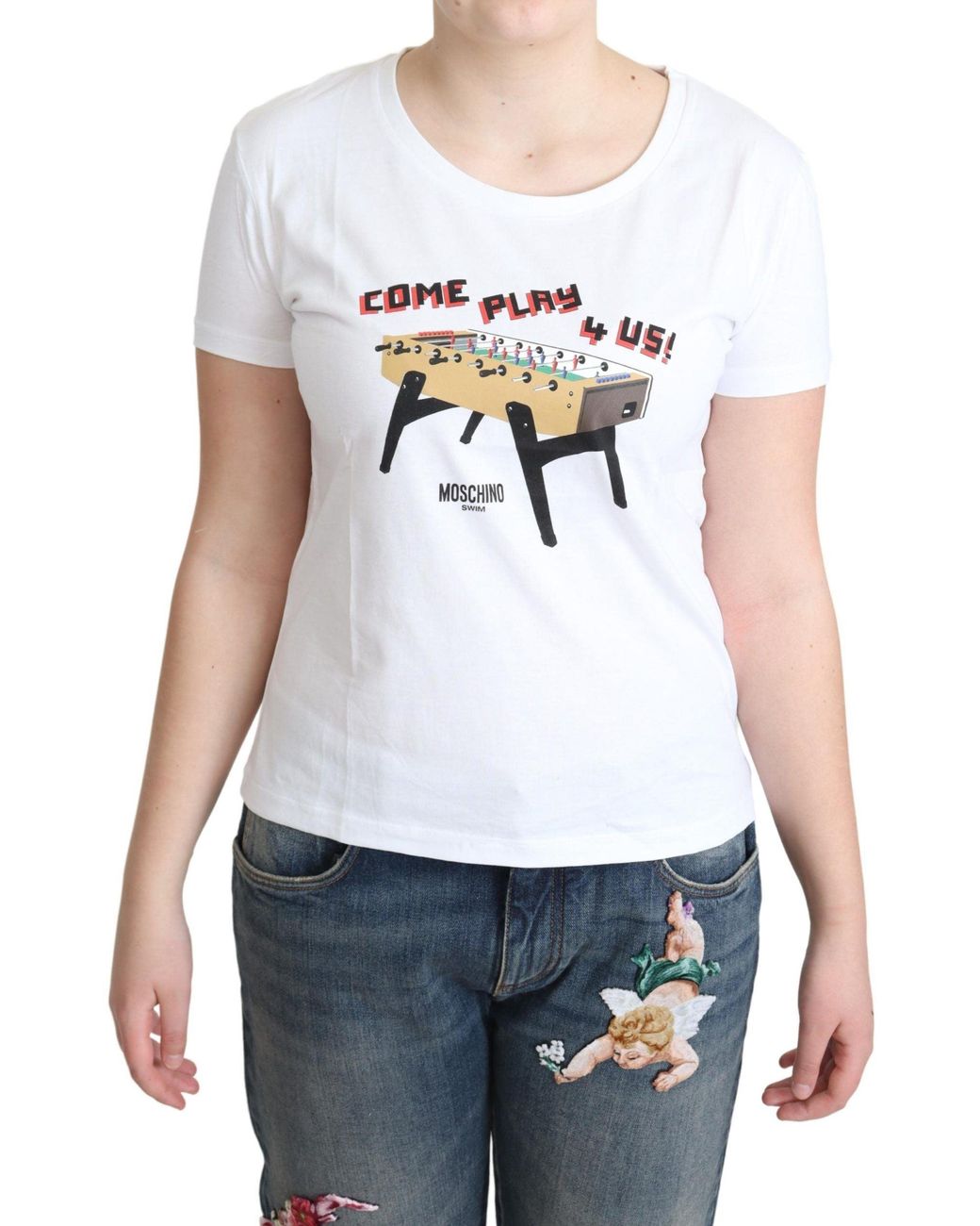Moschino White Tsh5069 Foosball Tshirt