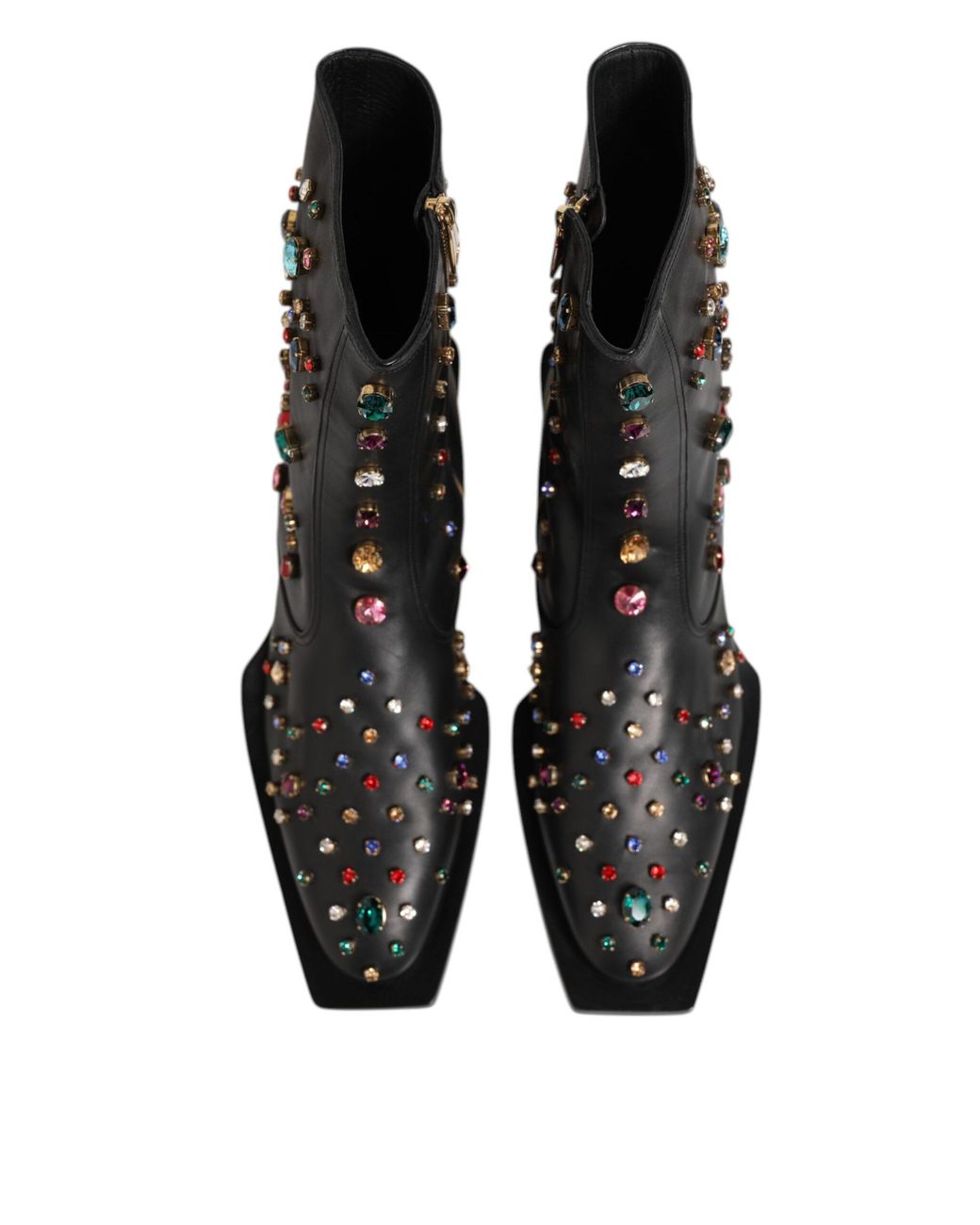 Dolce & Gabbana Black Gem Embellished Leather Ankle Boots for men