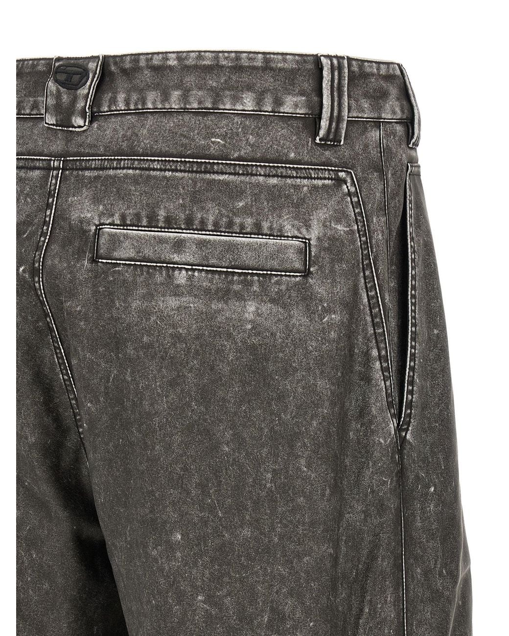 DIESEL Gray Distressed Double-Fabric Jeans for men