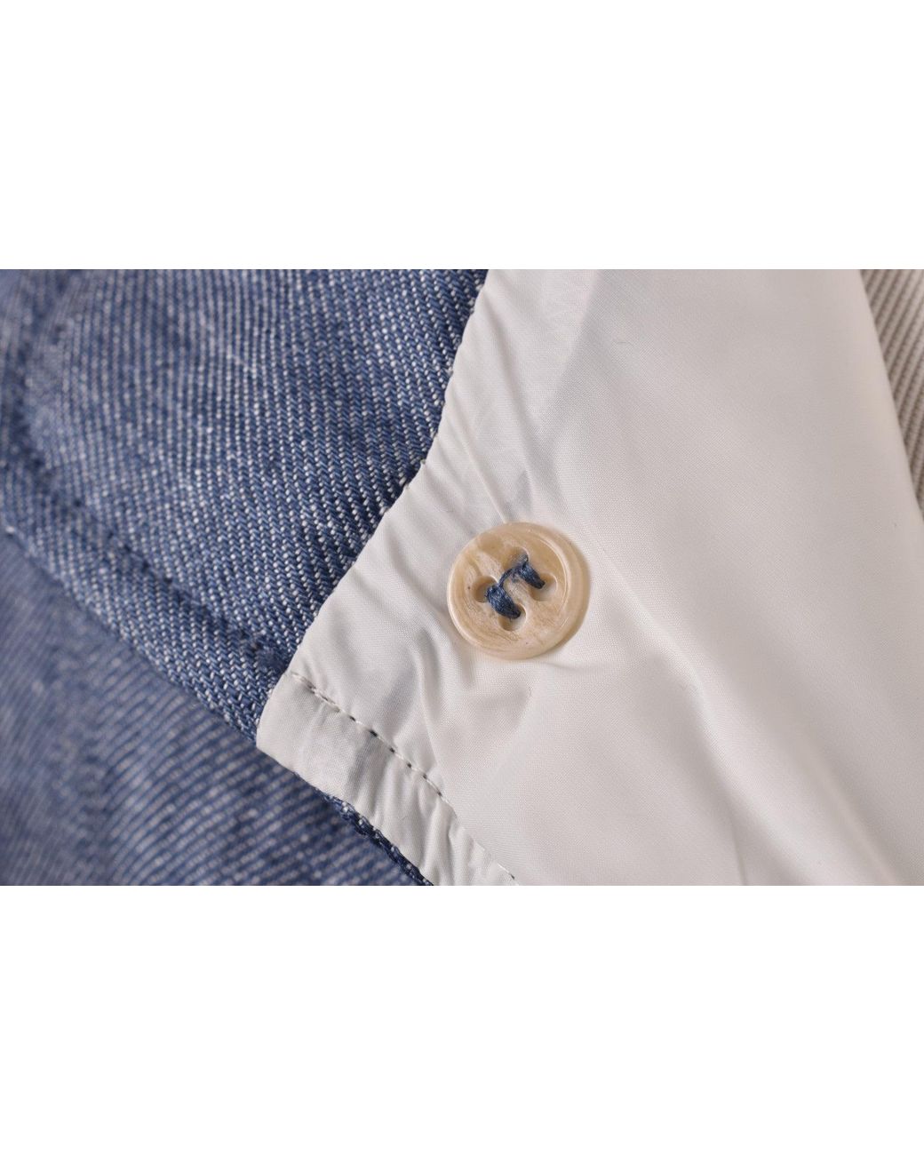 Brunello Cucinelli Blue Linen Button Down Vest for men