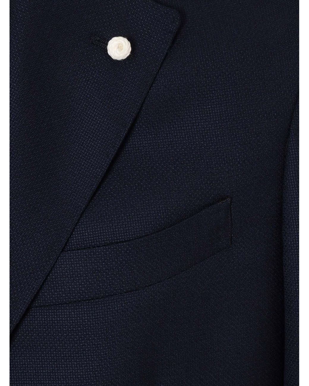 Luigi Bianchi Blue Single-Breasted Blazer Virgin Wool Jacket for men
